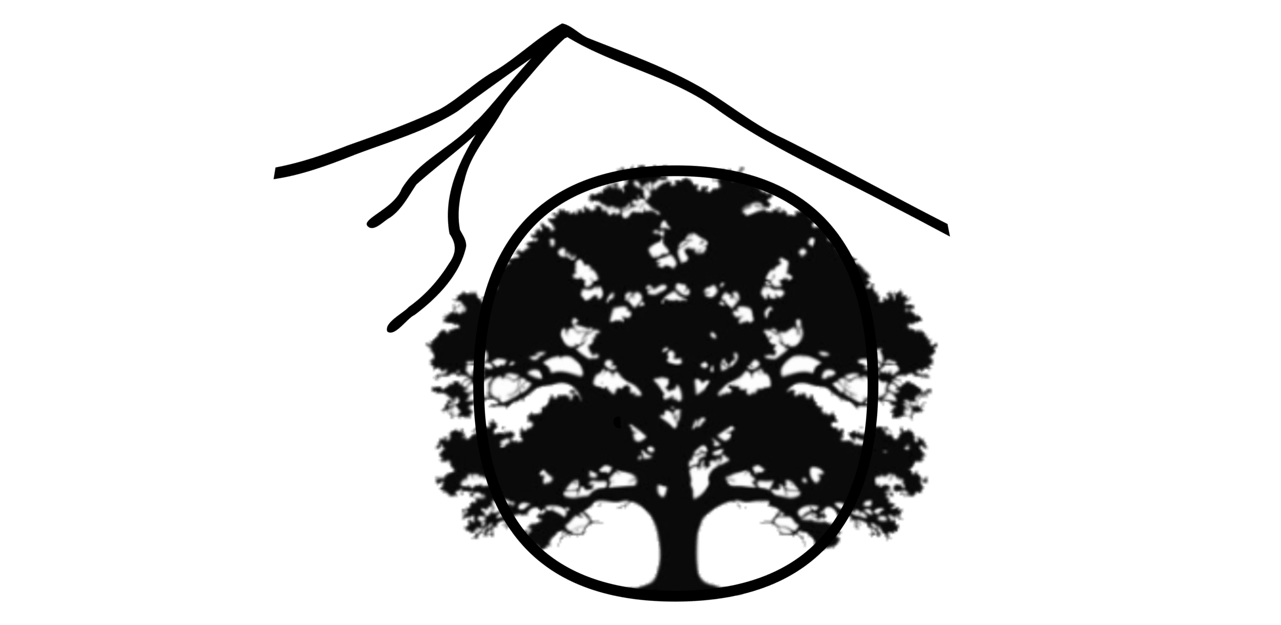 Eremos small logo. Mountain and Oak tree centered in O.