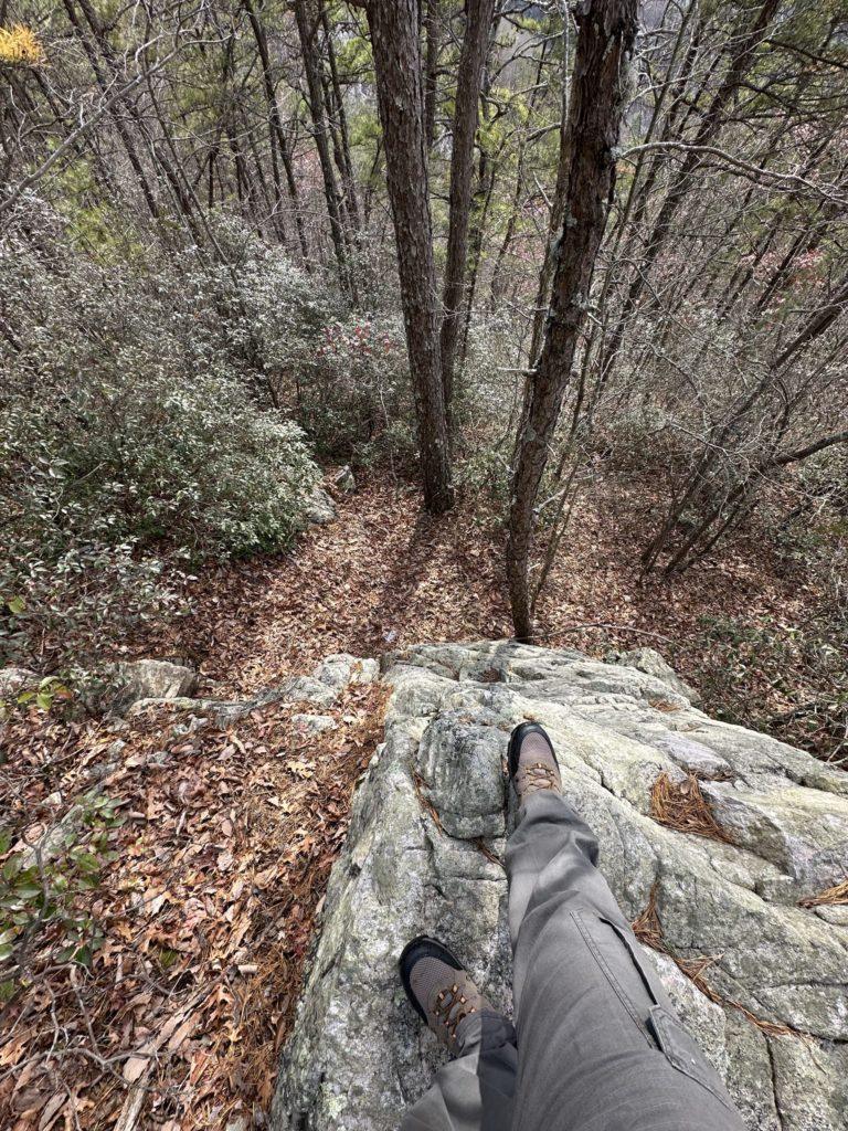 Standing on a rock in Laurel Fork Recreation Area.