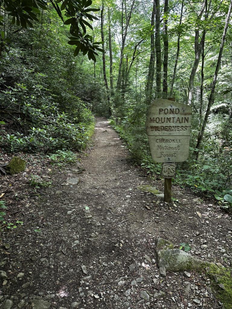 Entering the Pond Mountain Wilderness near Laurel Falls.
